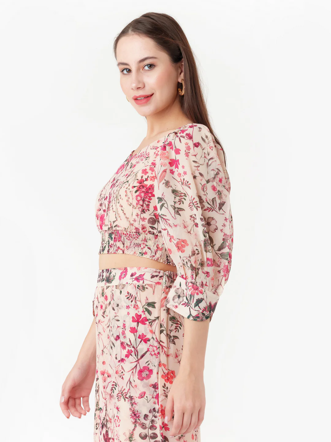 Cream Printed Elasticated Top - Image 3