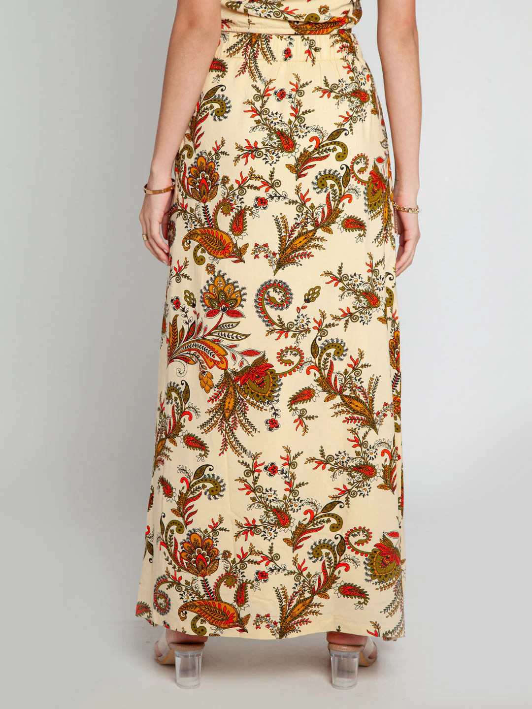 Cream Printed High Waisted Skirt - Image 4
