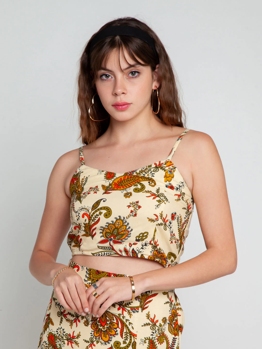 Cream Printed Strappy Top - Image 2