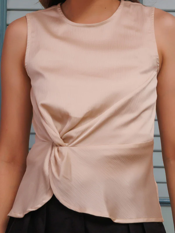 Cream Solid Fitted Top - Image 6