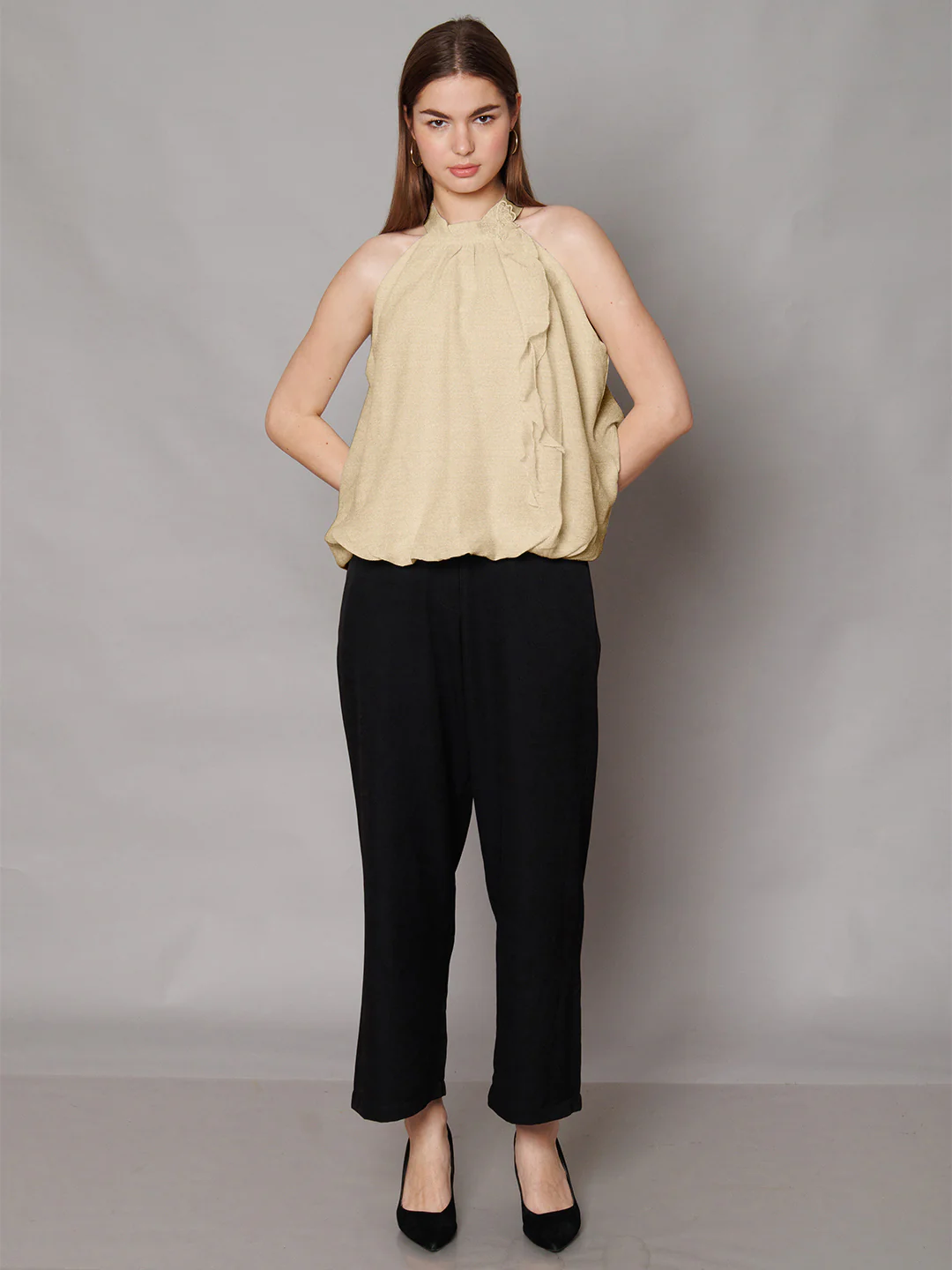 Cream Solid Relaxed Fit Top - Image 5