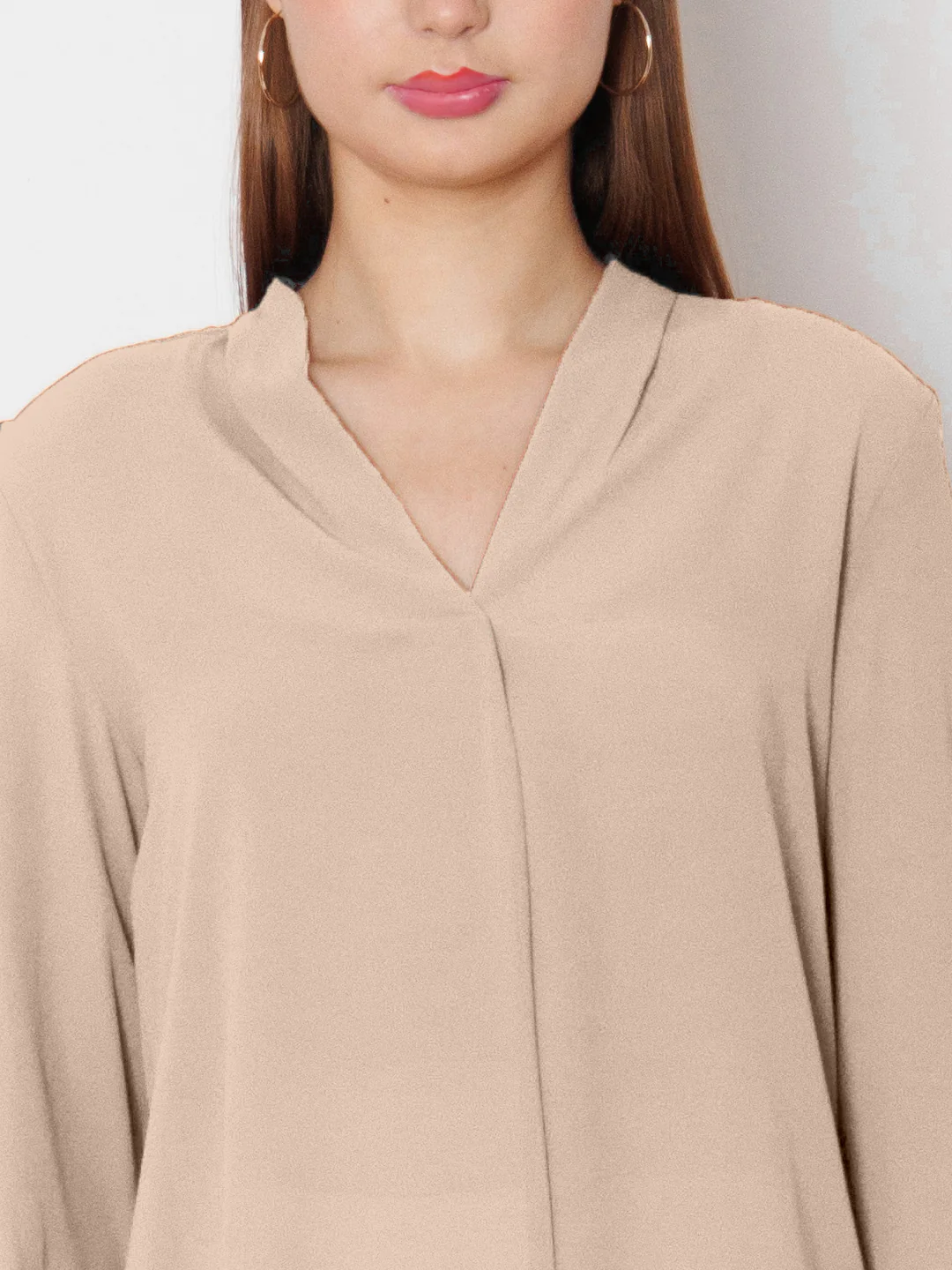 Cream Solid Straight Fit Top - Image 6