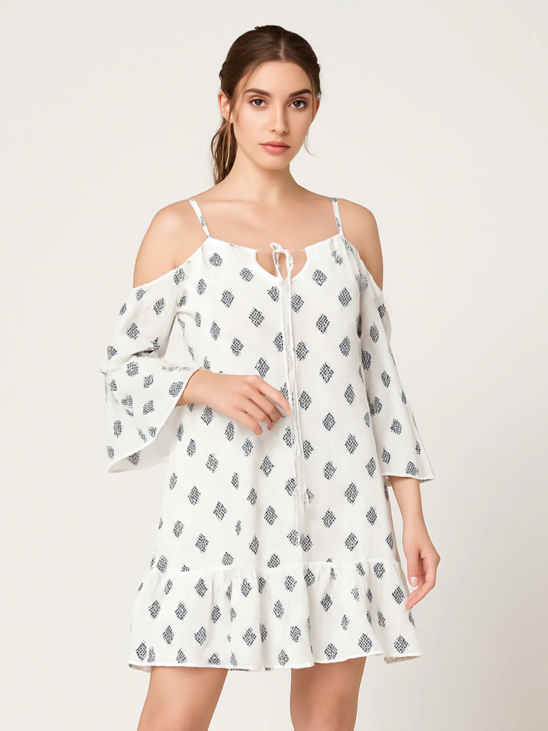 Multi Printed 3/4th Sleeves Mini Dress - Image 3
