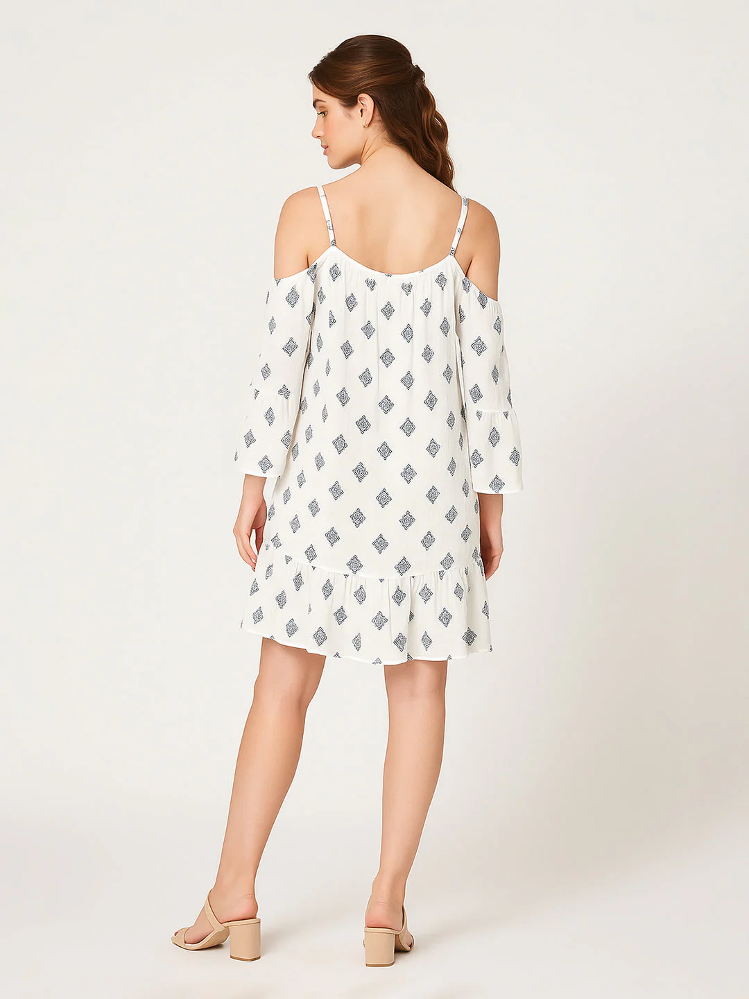 Multi Printed 3/4th Sleeves Mini Dress - Image 4