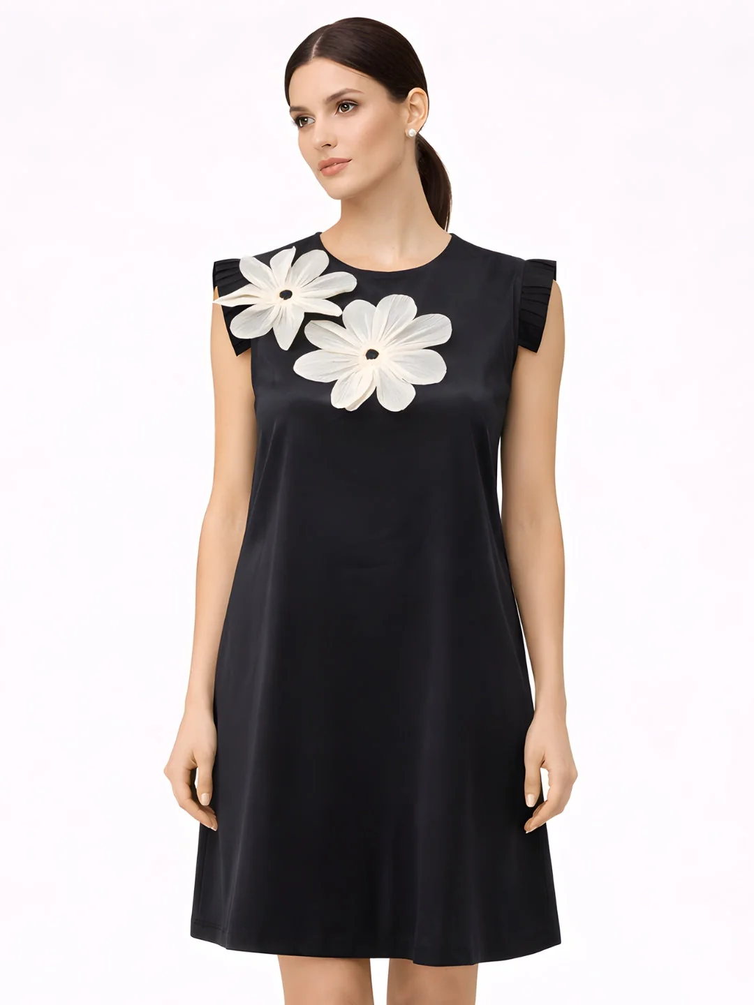 Black Embellished Sleeveless Short Dress - Image 2
