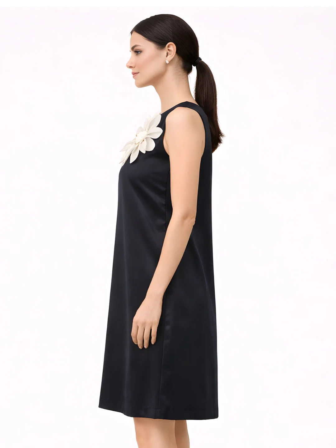 Black Embellished Sleeveless Short Dress - Image 3