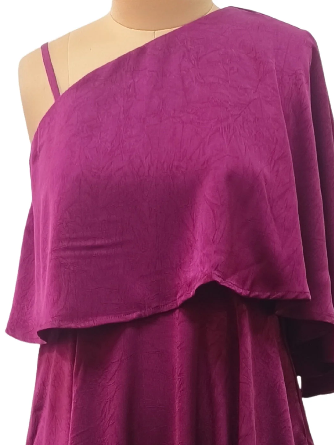 Burgundy Plain Shoulder Straps Midi Dress - Image 4