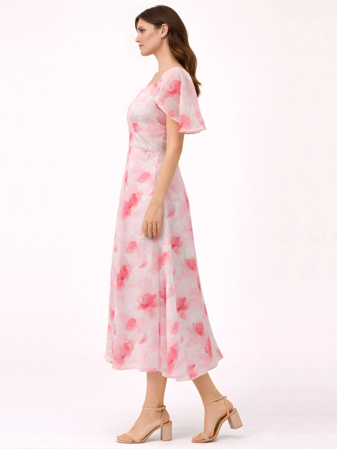 Pink Floral Short Maxi Dress - Image 2
