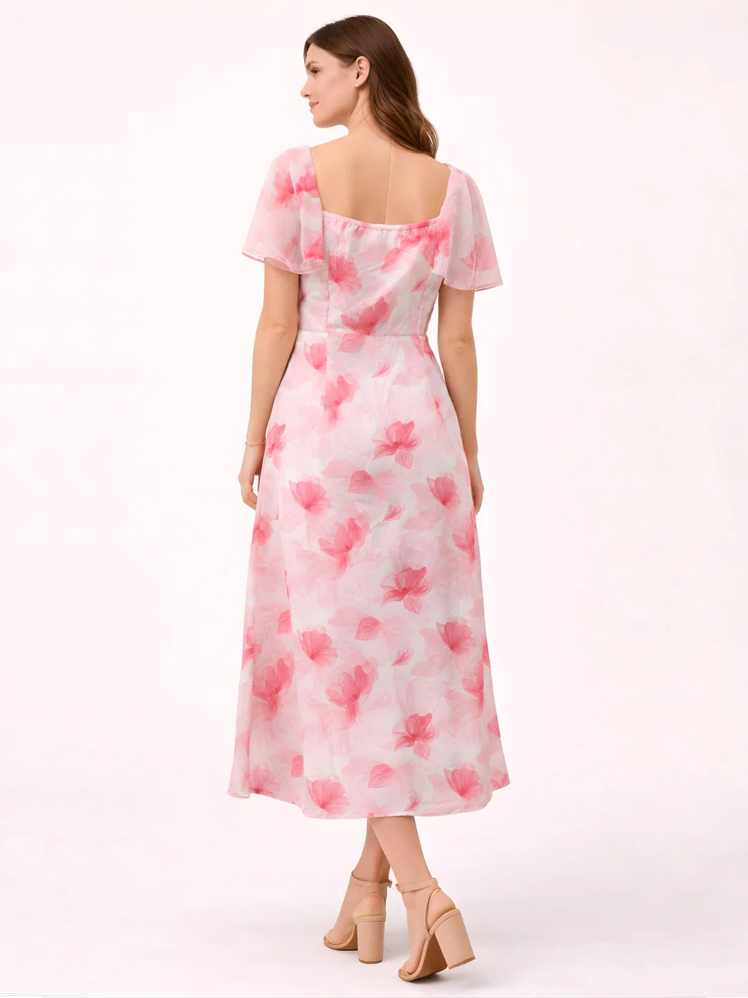 Pink Floral Short Maxi Dress - Image 3