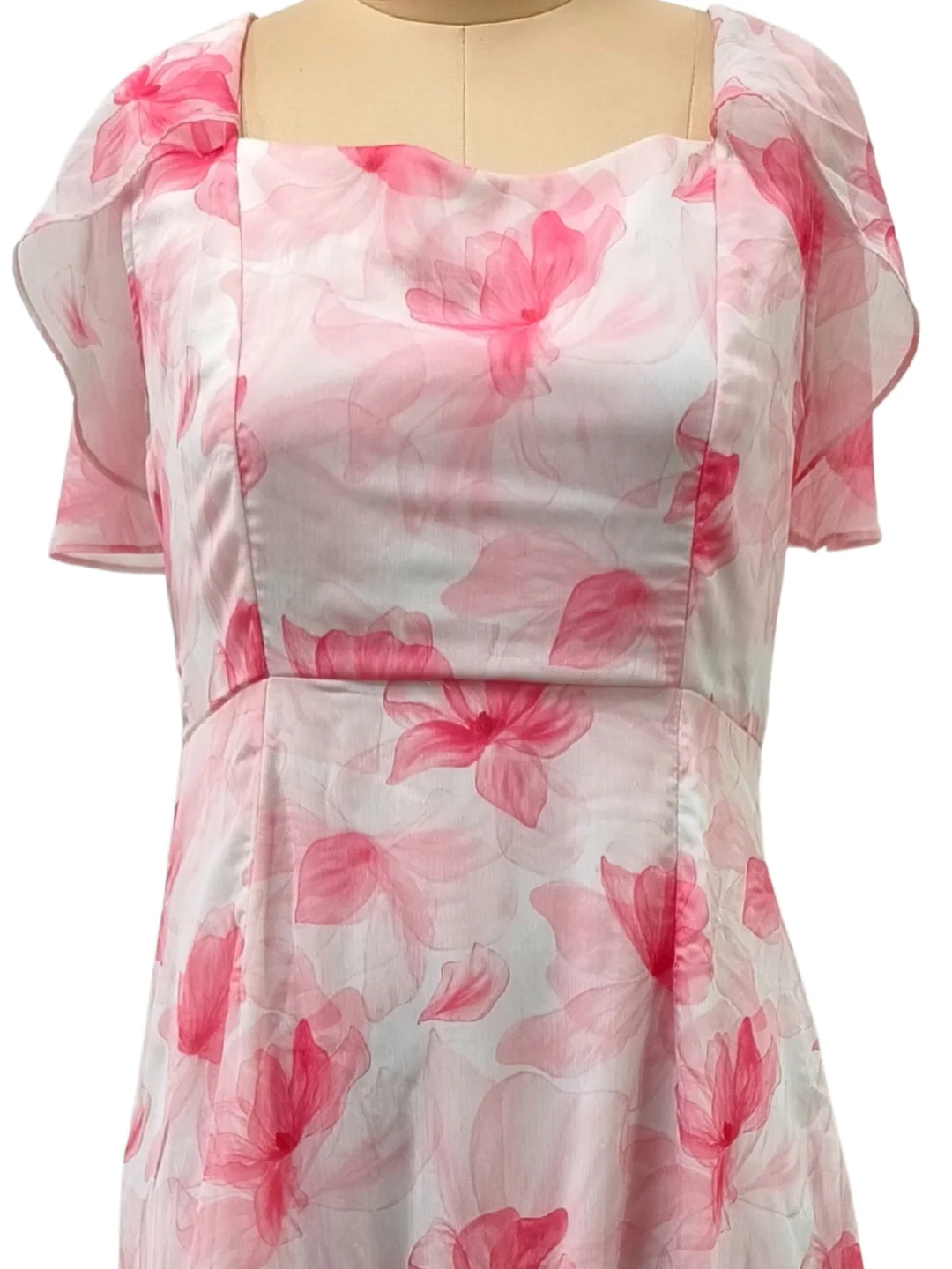 Pink Floral Short Maxi Dress - Image 4