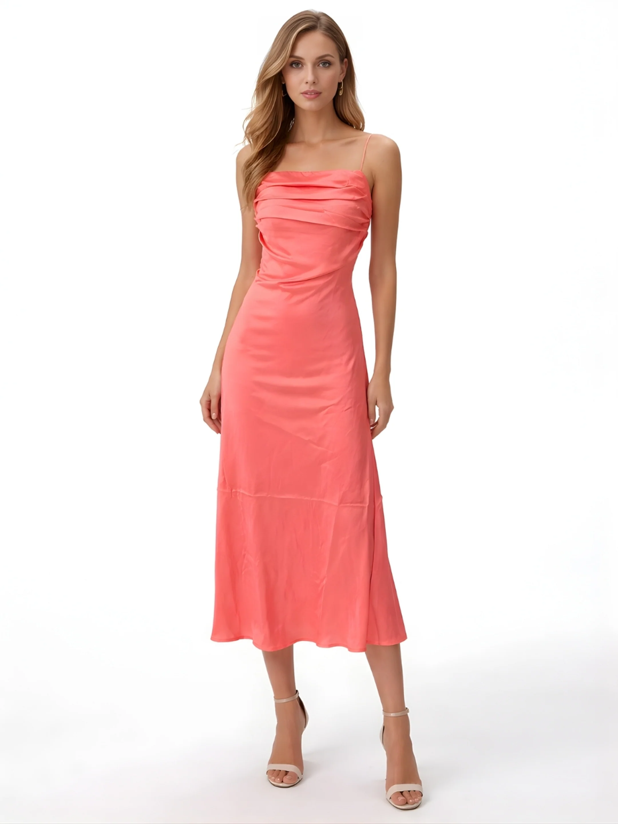 Pink Plain Sleeveless Maxi Dress - Image 2
