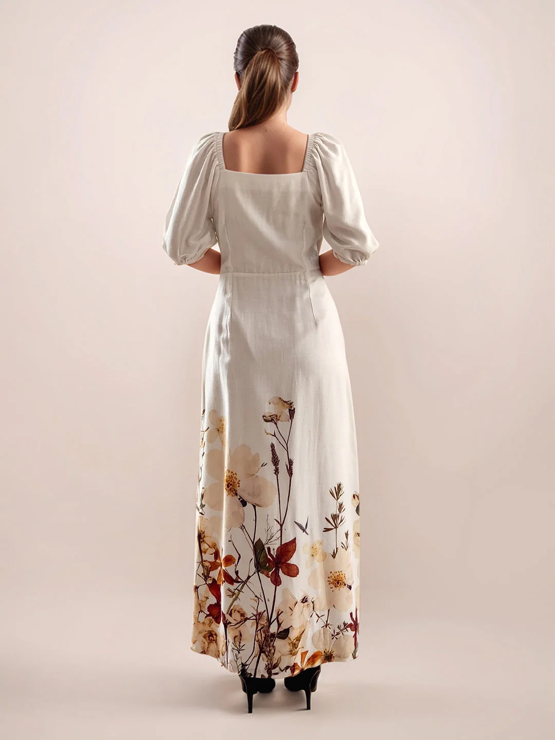 Multi-Colored Tropical Print Half Sleeves Midi - Image 4