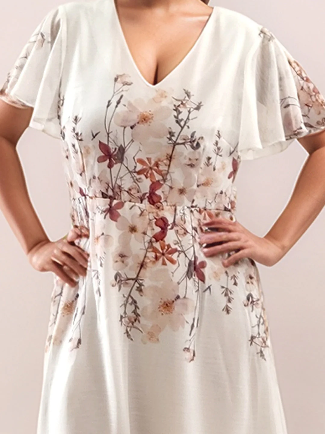 Multi-Colored Tropical Print Half Sleeves Midi Dress - Image 6