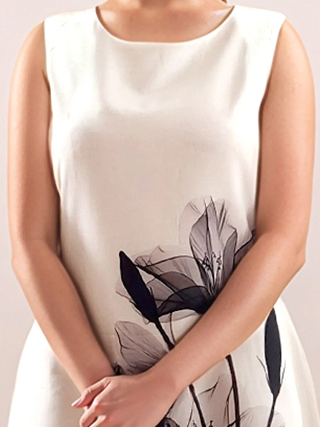 White Floral Sleeveless Midi Dress - Image 6