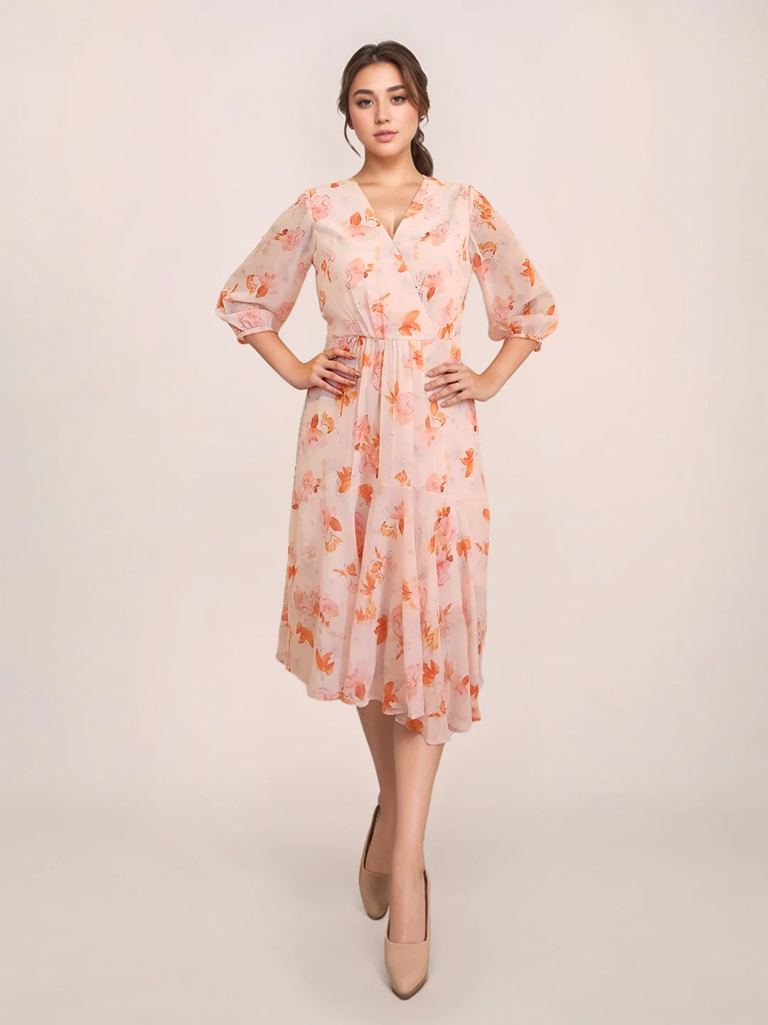 Zink London Women's Multi Floral Midi Dress