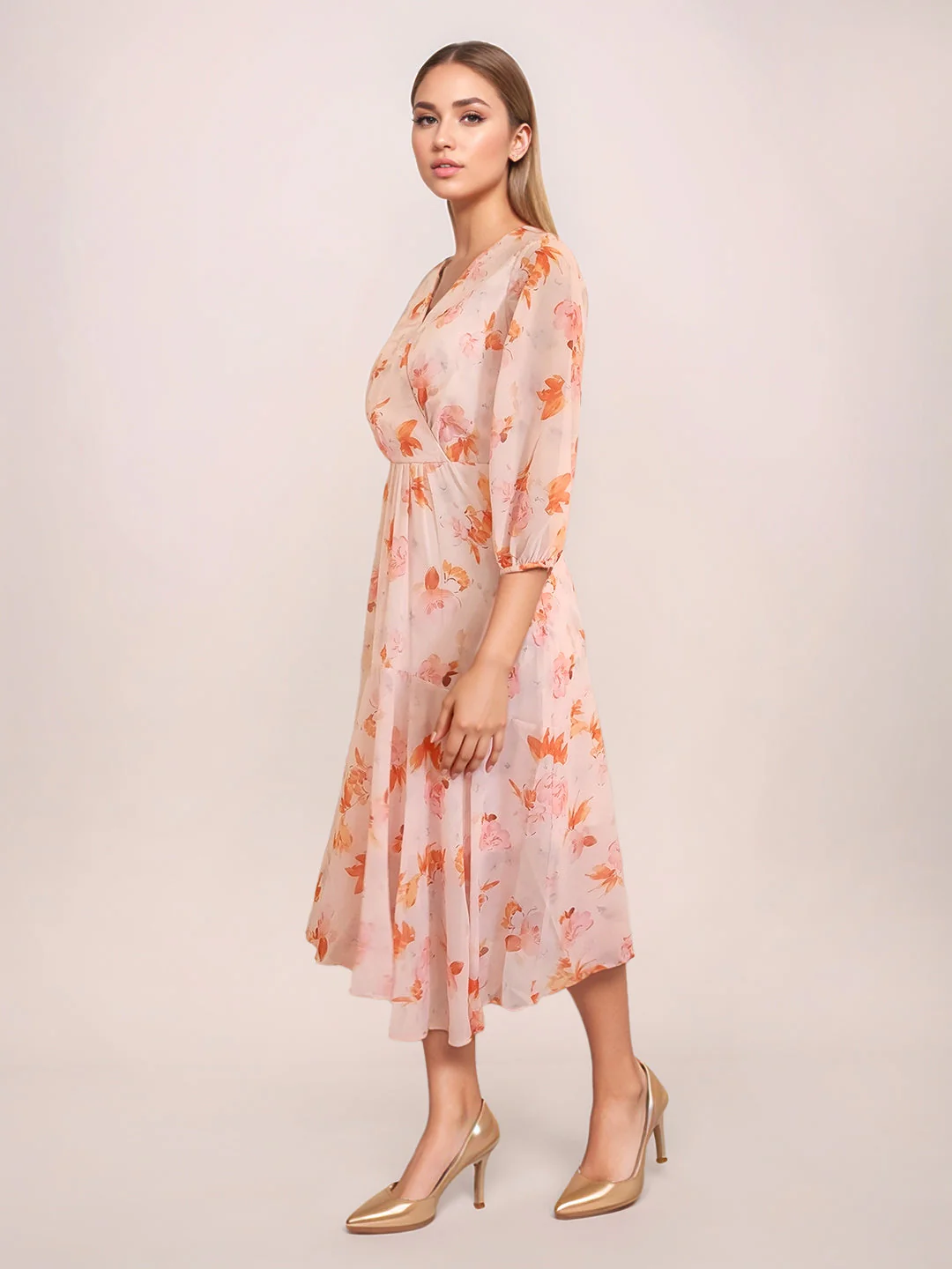 Zink London Women's Multi Floral Midi Dress - Image 5