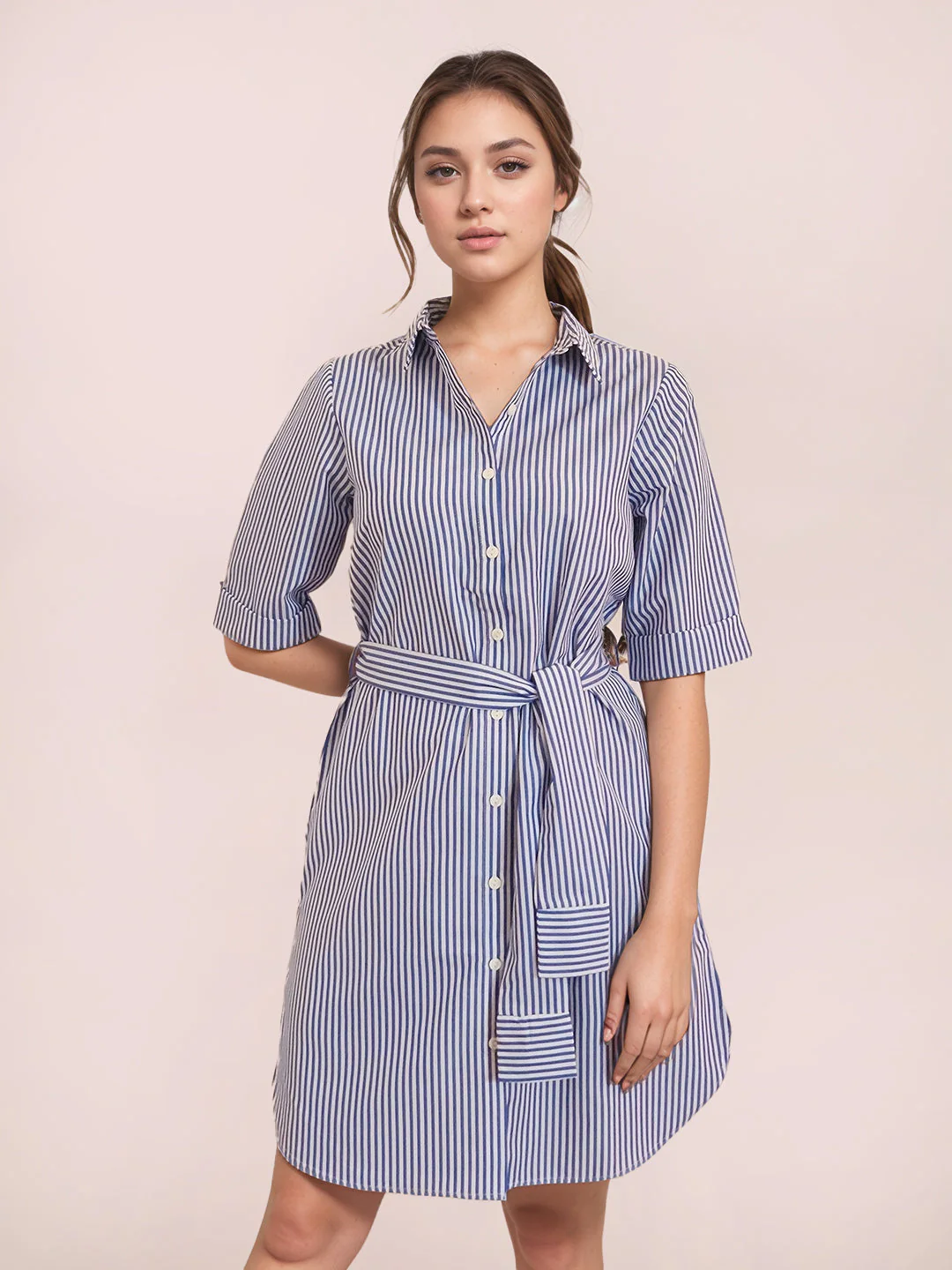 Zink London Women's Blue Stripes Dress - Image 2
