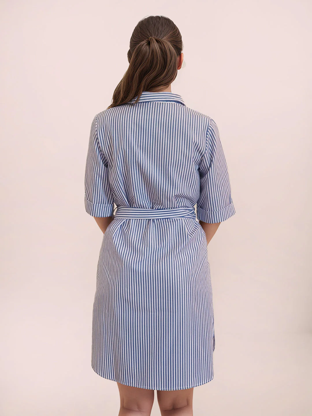 Zink London Women's Blue Stripes Dress - Image 4