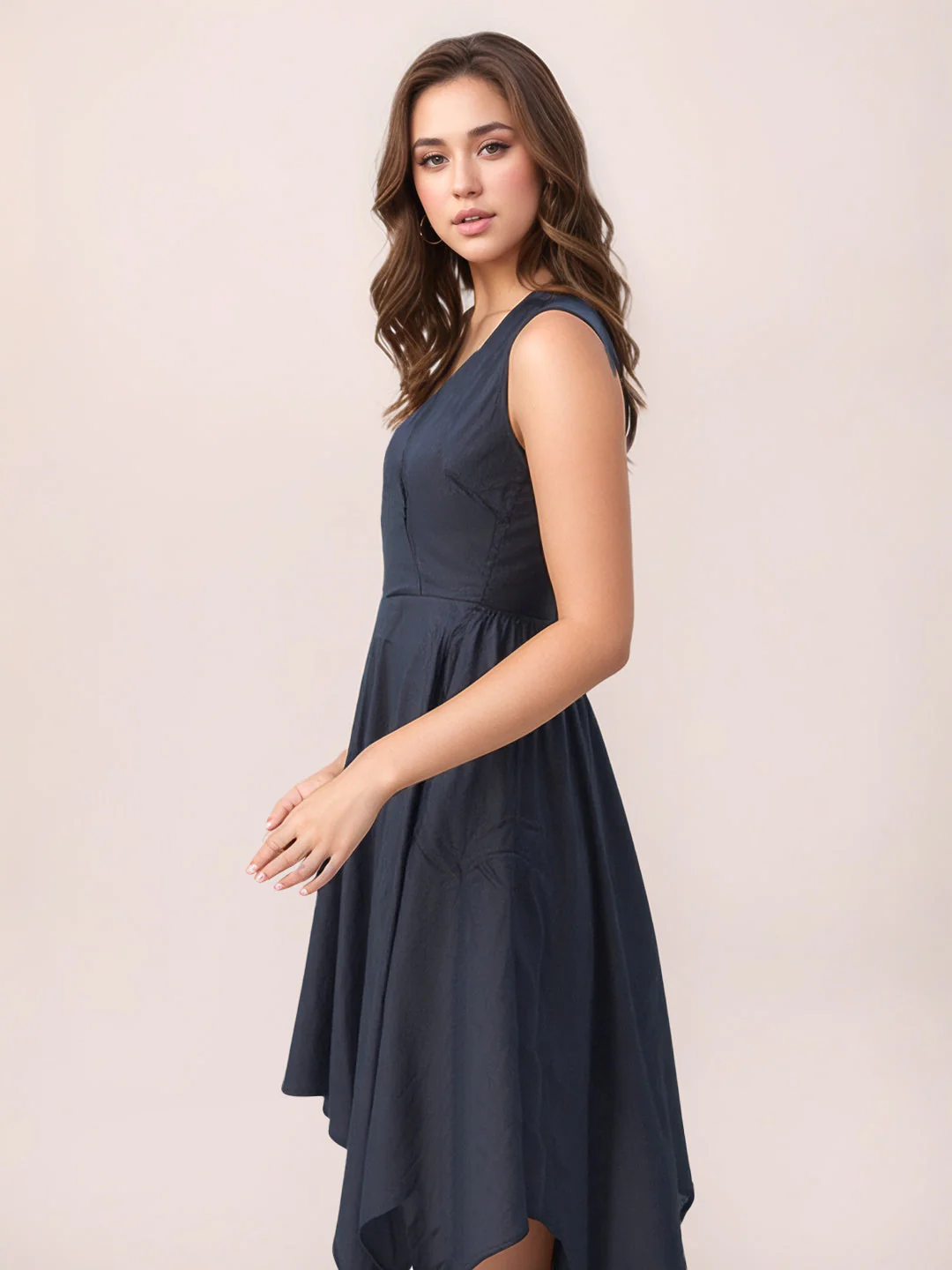 Zink London Women's BLACK Plain Midi Dress - Image 3