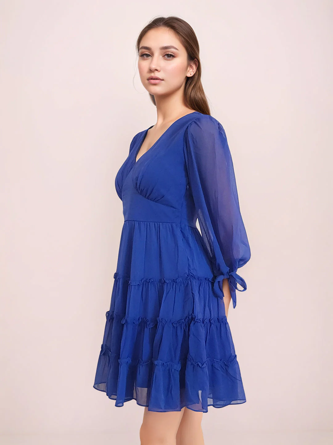 Zink London Women's Blue Solid Mini Dress - Image 3