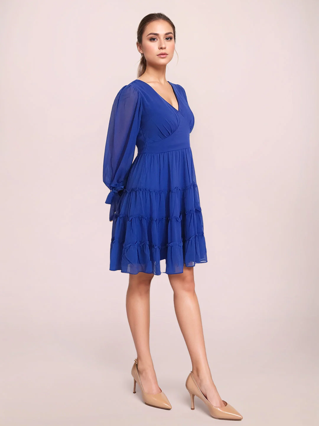 Zink London Women's Blue Solid Mini Dress - Image 5