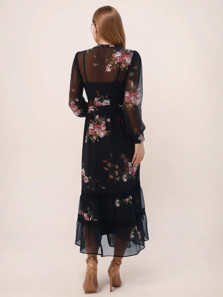 Zink London Women's BLACK Floral Mini Dress - Image 4