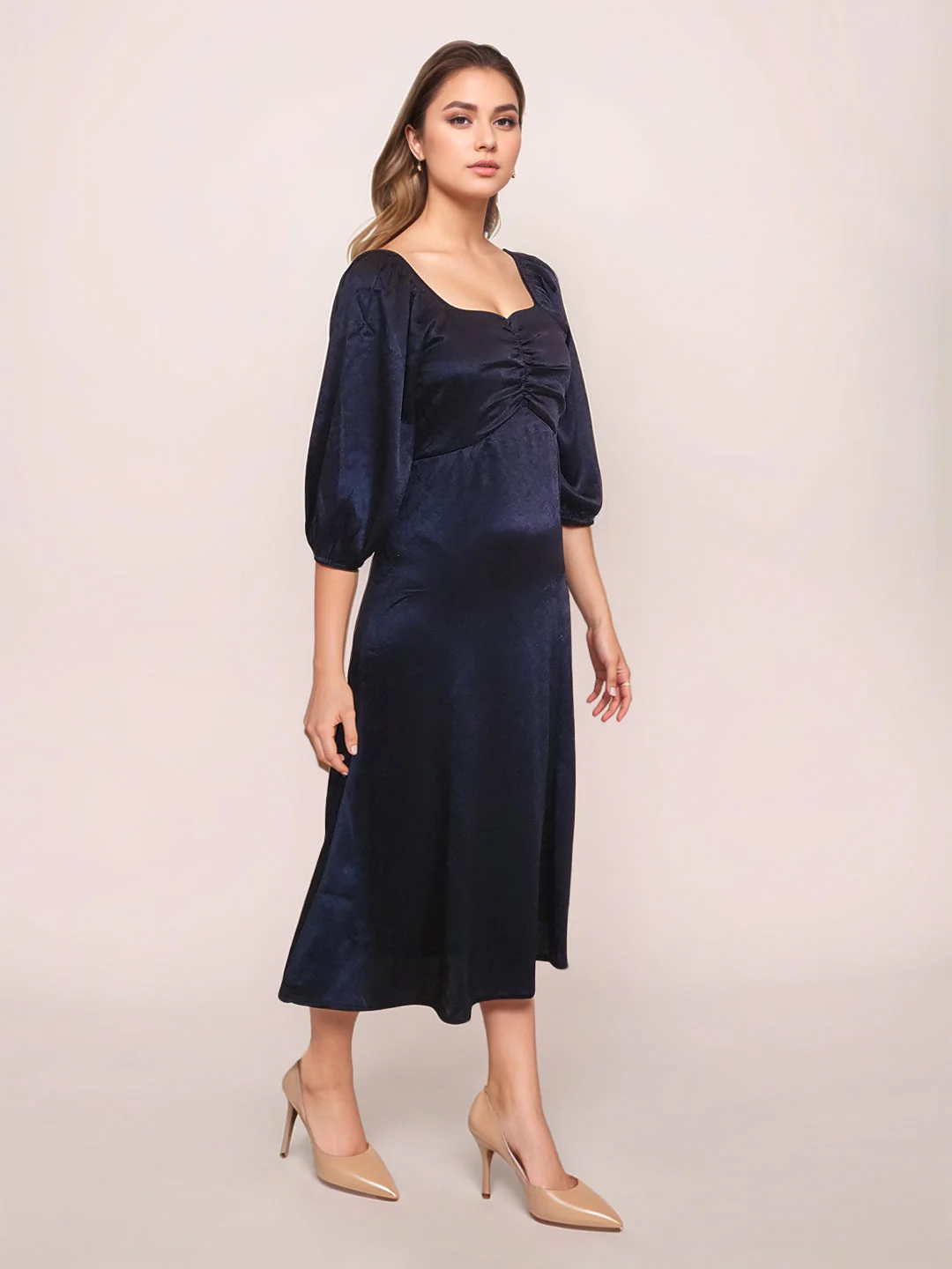 Zink London Women's Blue Textured Mini Dress - Image 3