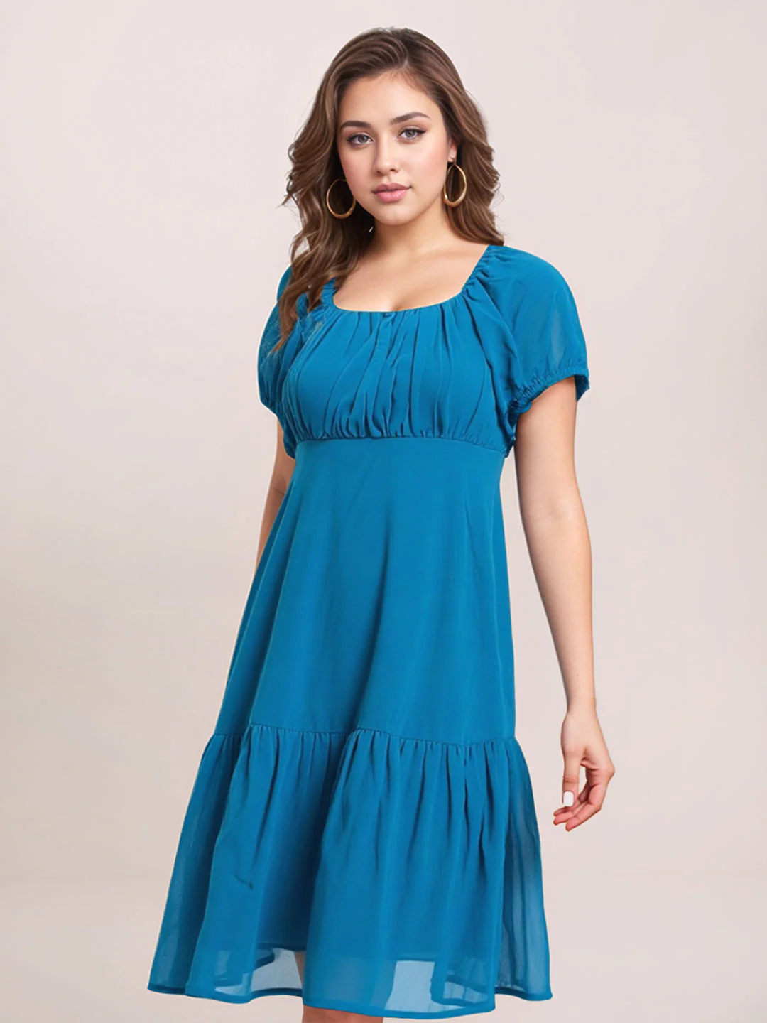 Zink London Women's Teal Plain Mini Dress - Image 2