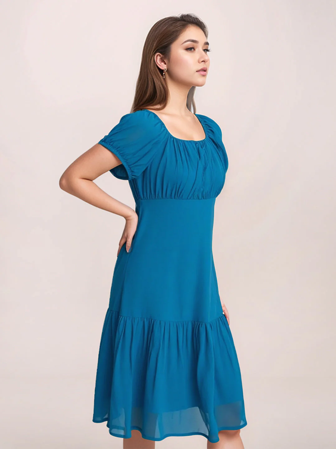 Zink London Women's Teal Plain Mini Dress - Image 3