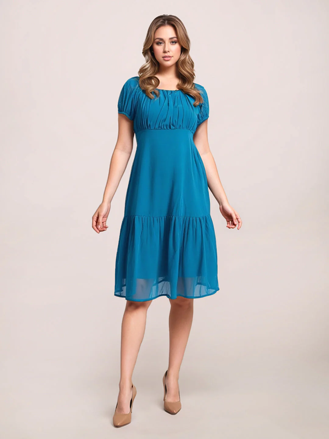 Zink London Women's Teal Plain Mini Dress - Image 5