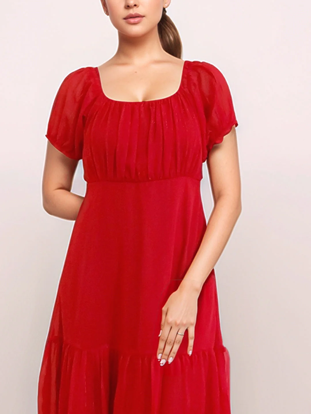 Zink London Women's Red Solid Midi Dress - Image 6