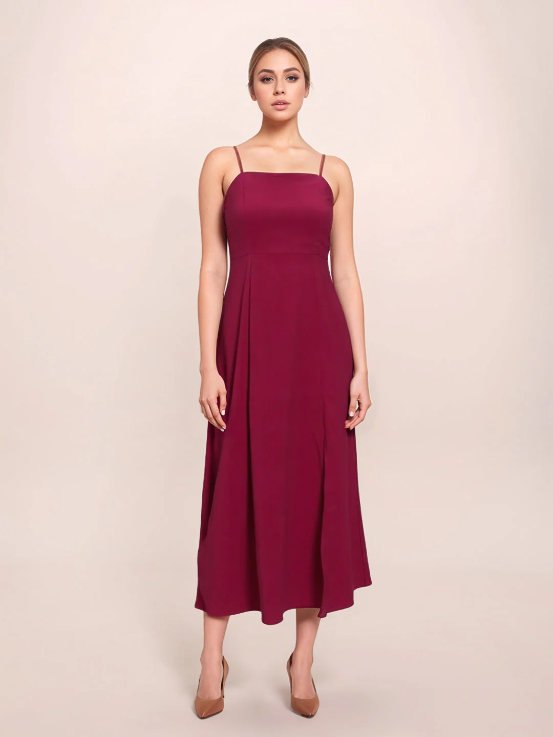 Zink London Women's Red Plain Midi Dress - Image 2