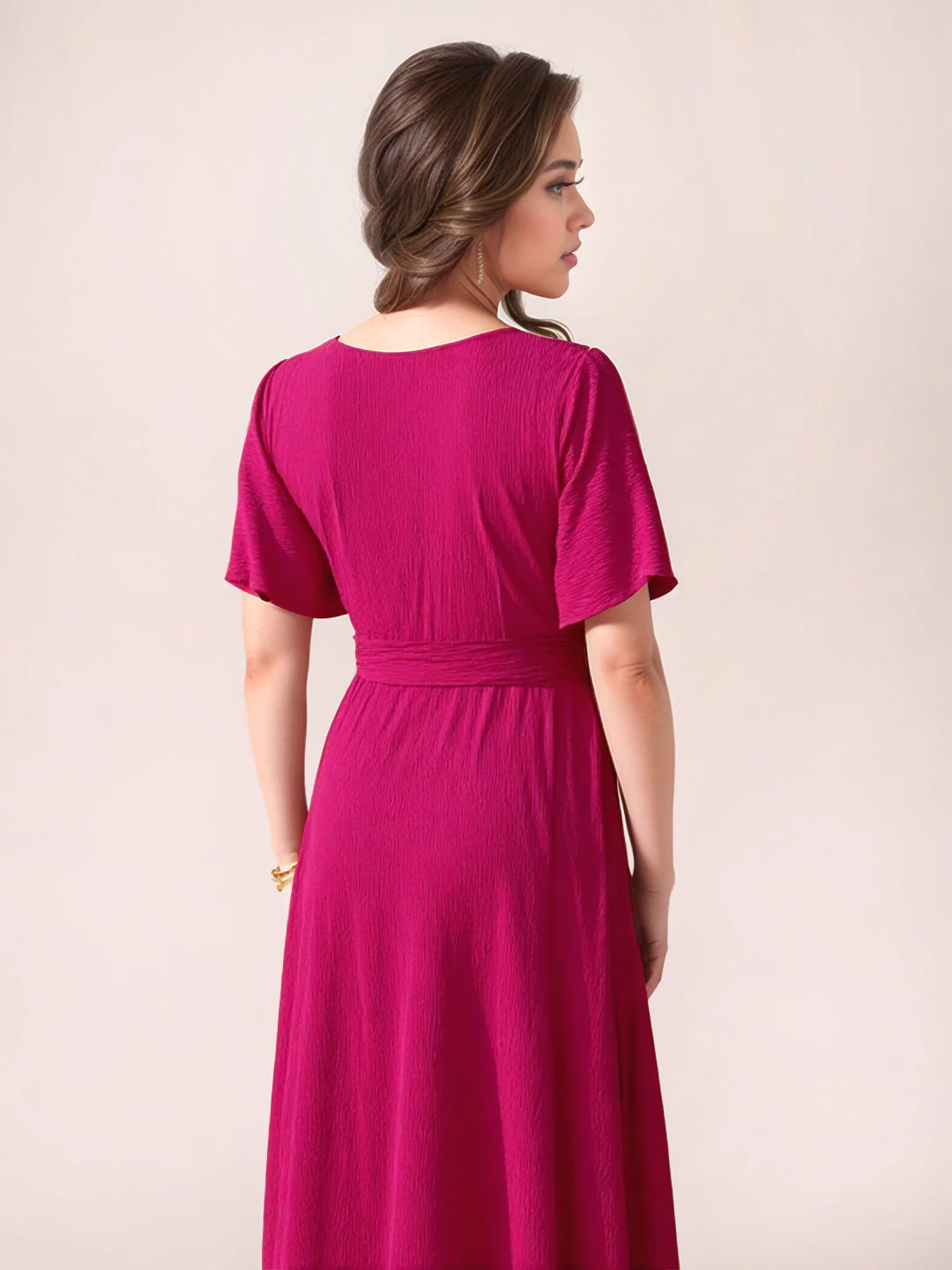 Zink London Women's Pink Plain Midi Dress - Image 4