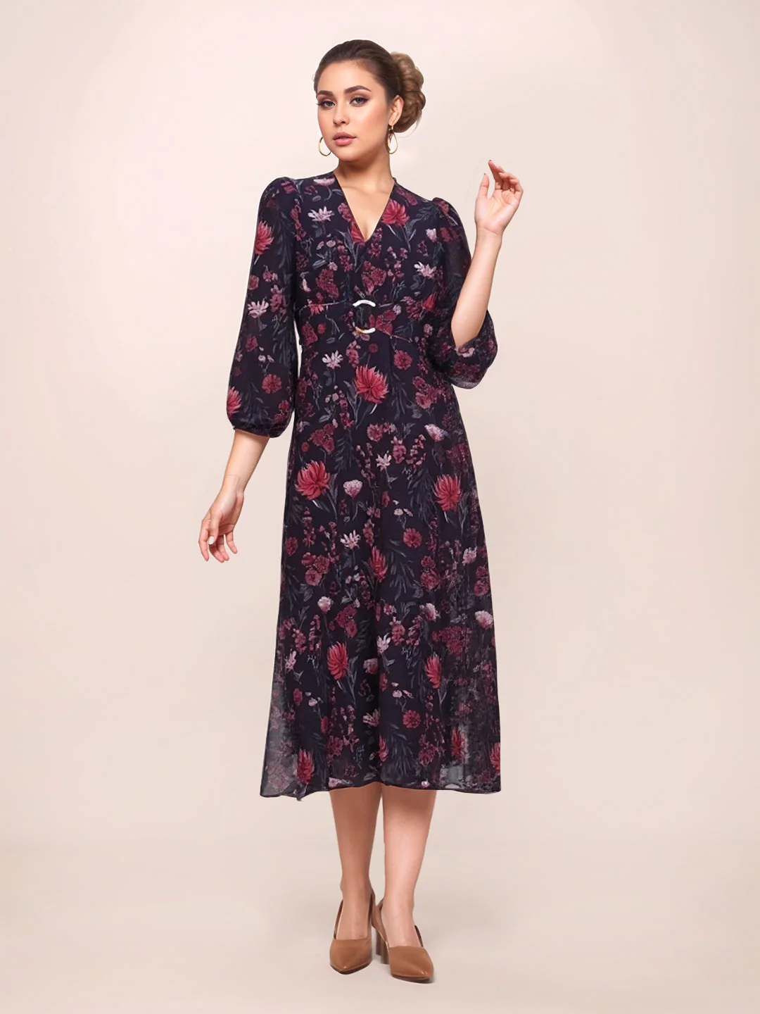 Zink London Women's BLACK Floral Maxi Dress - Image 5