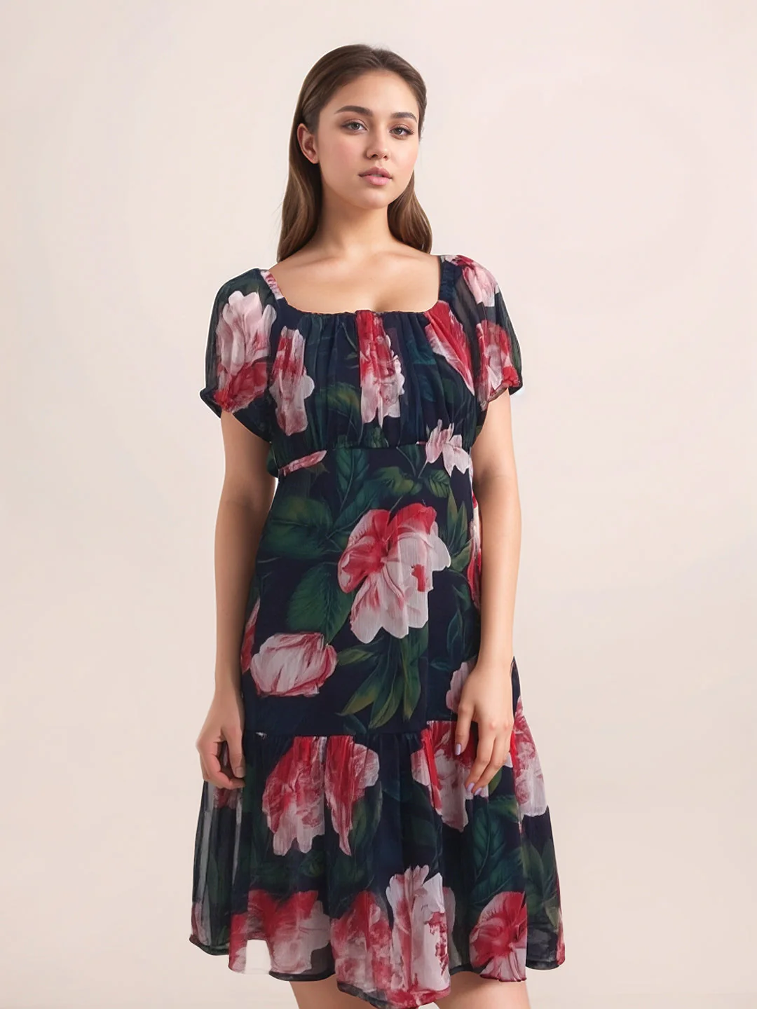 Zink London Women's BLACK Floral Midi Dress - Image 2