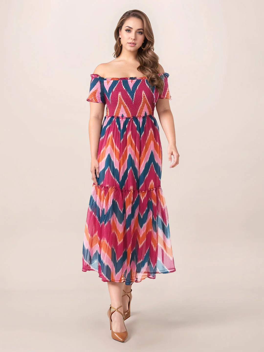 Zink London Women's Multi Geometric Maxi Dress