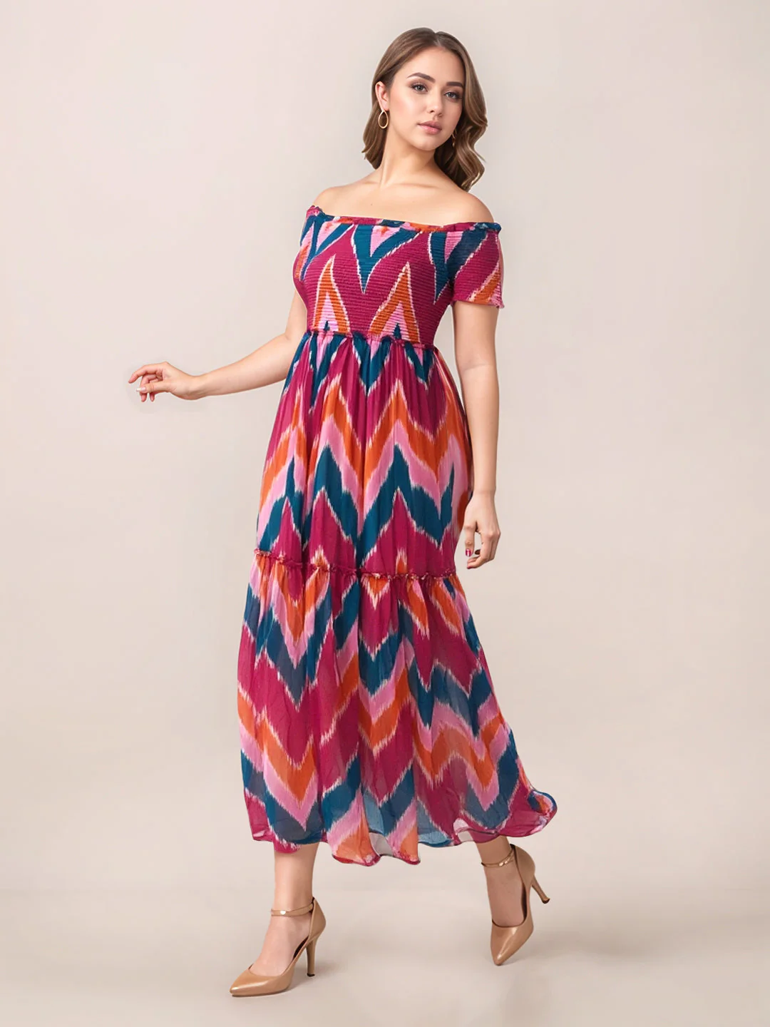 Zink London Women's Multi Geometric Maxi Dress - Image 3