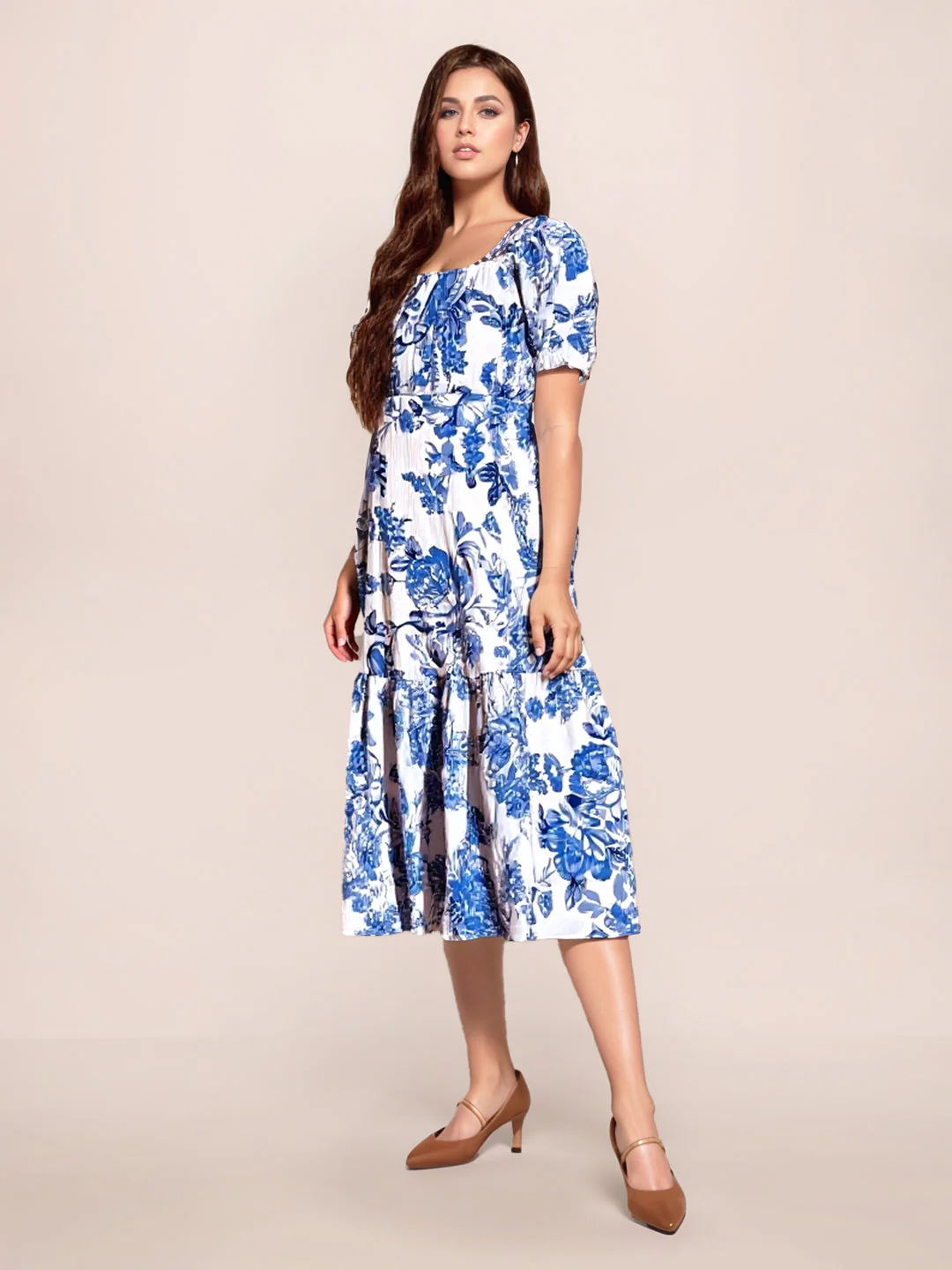 Zink London Women's Blue Plain Midi Dress - Image 3