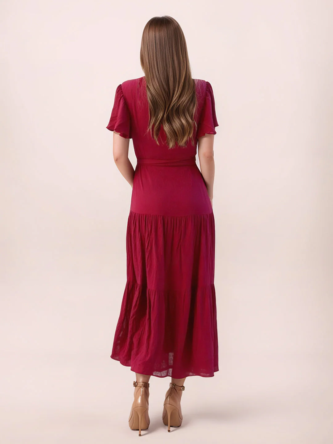 Zink London Women's Red Plain Maxi Dress - Image 4