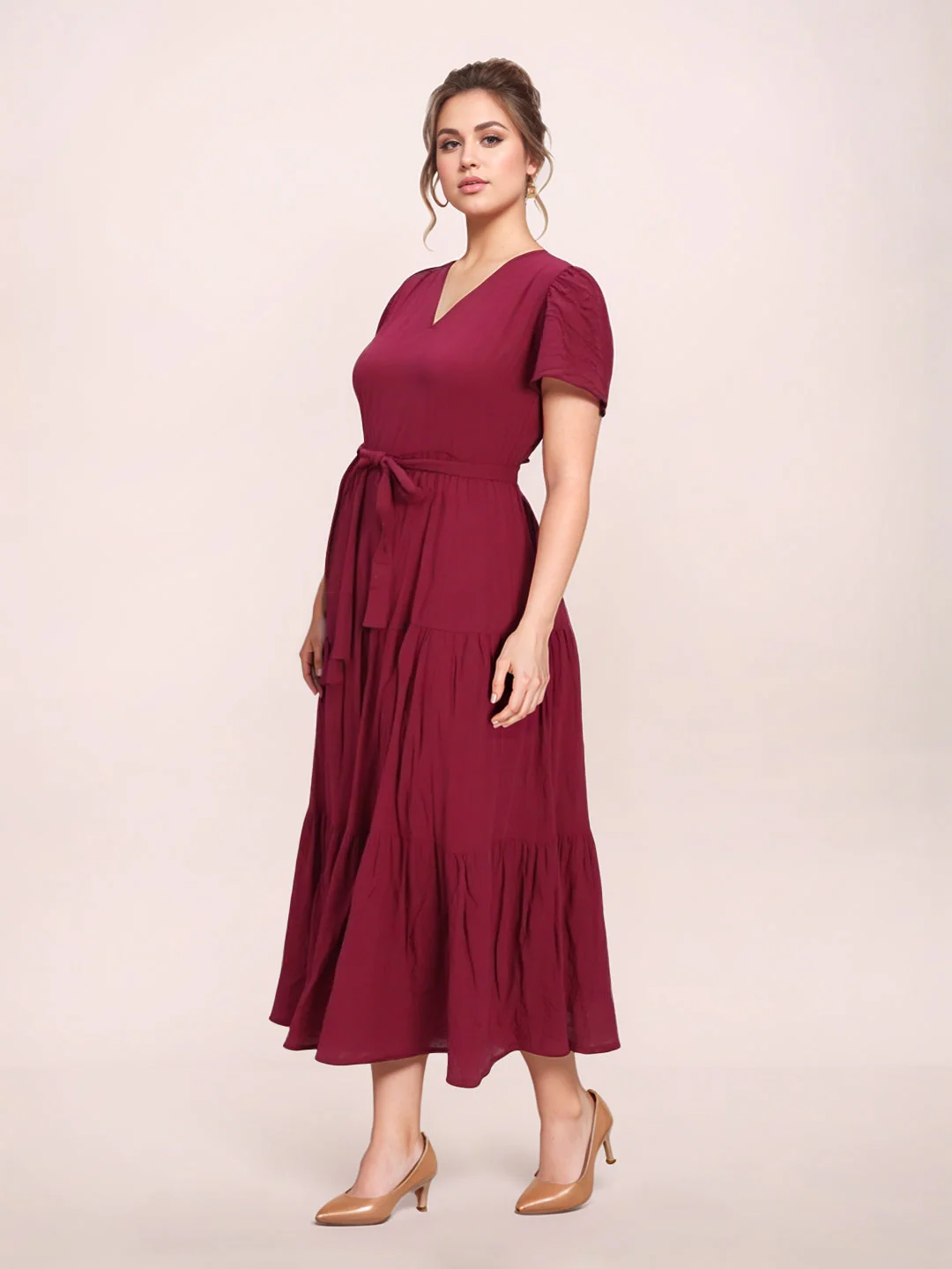Zink London Women's Red Plain Maxi Dress - Image 5