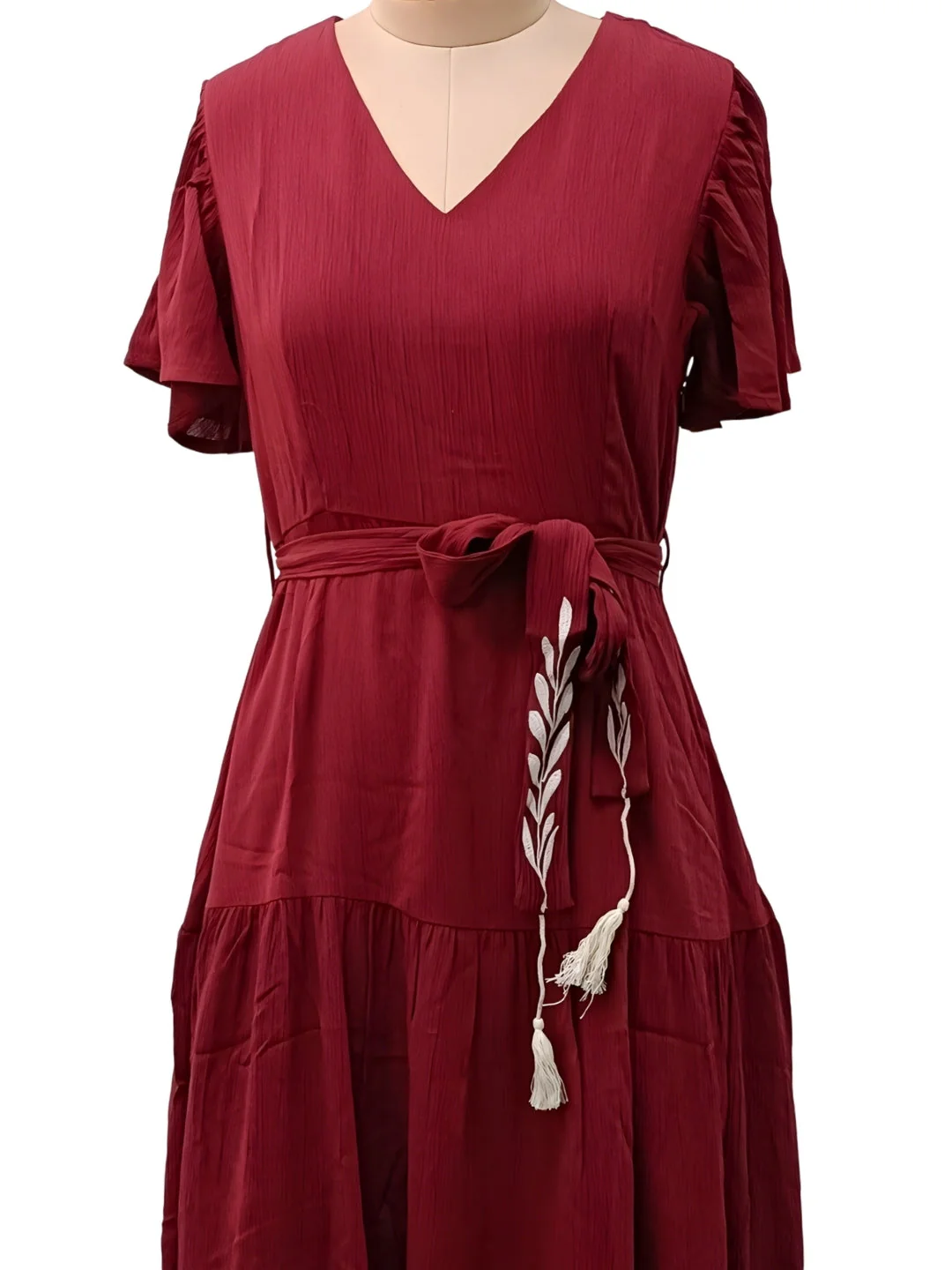 Wine Solid Maxi Dress - Image 5