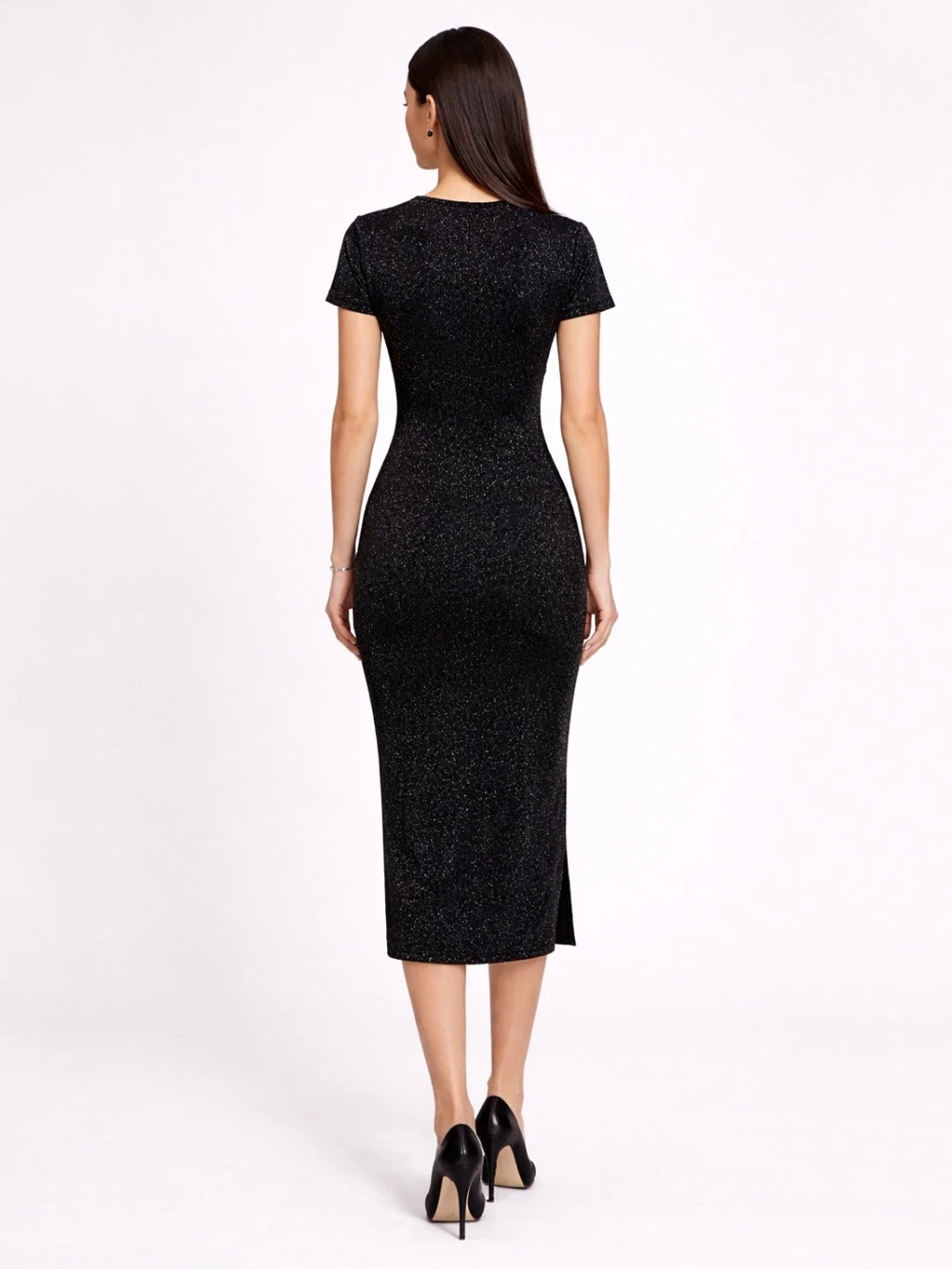 Black Solid Midi Dress - Image 4