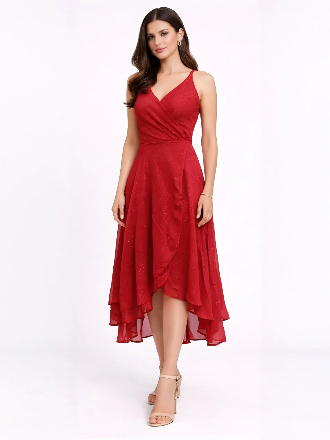 Maroon Solid Maxi Dress