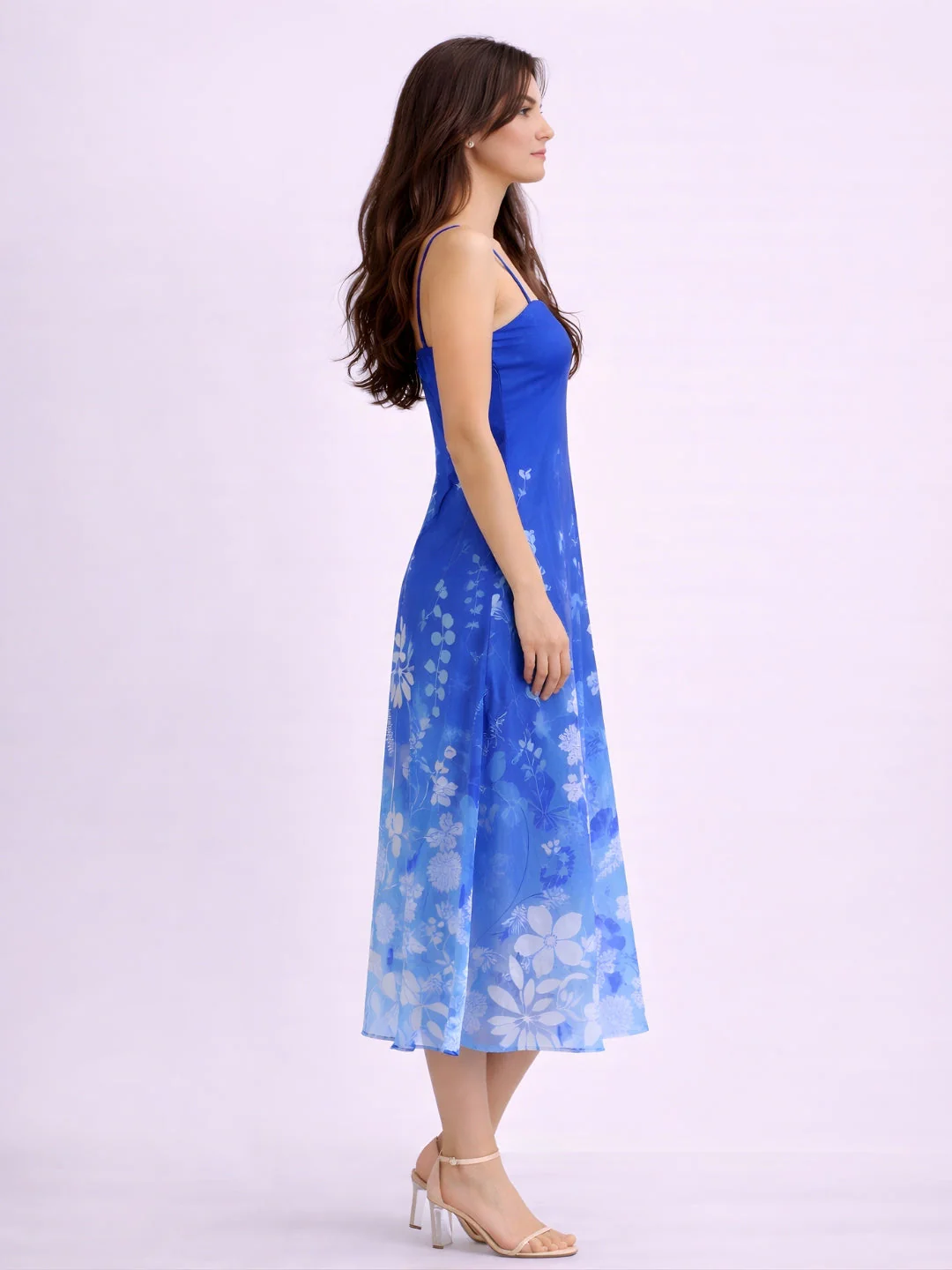 Blue Floral Midi Dress - Image 3