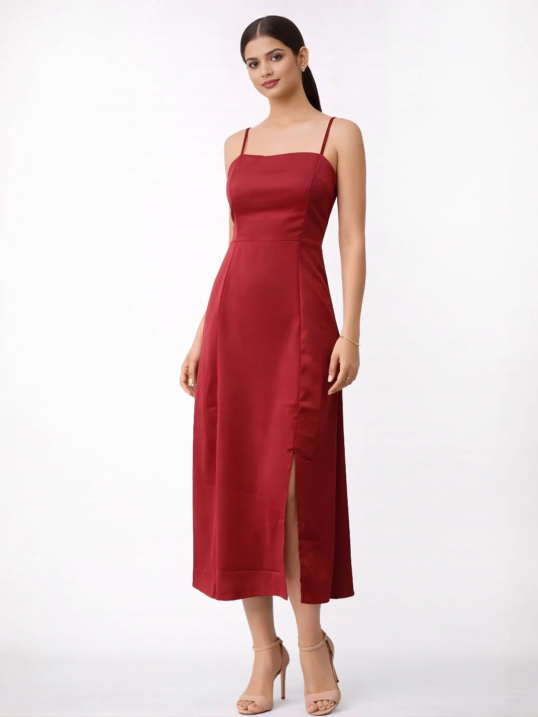 Red Plain Dress - Image 2