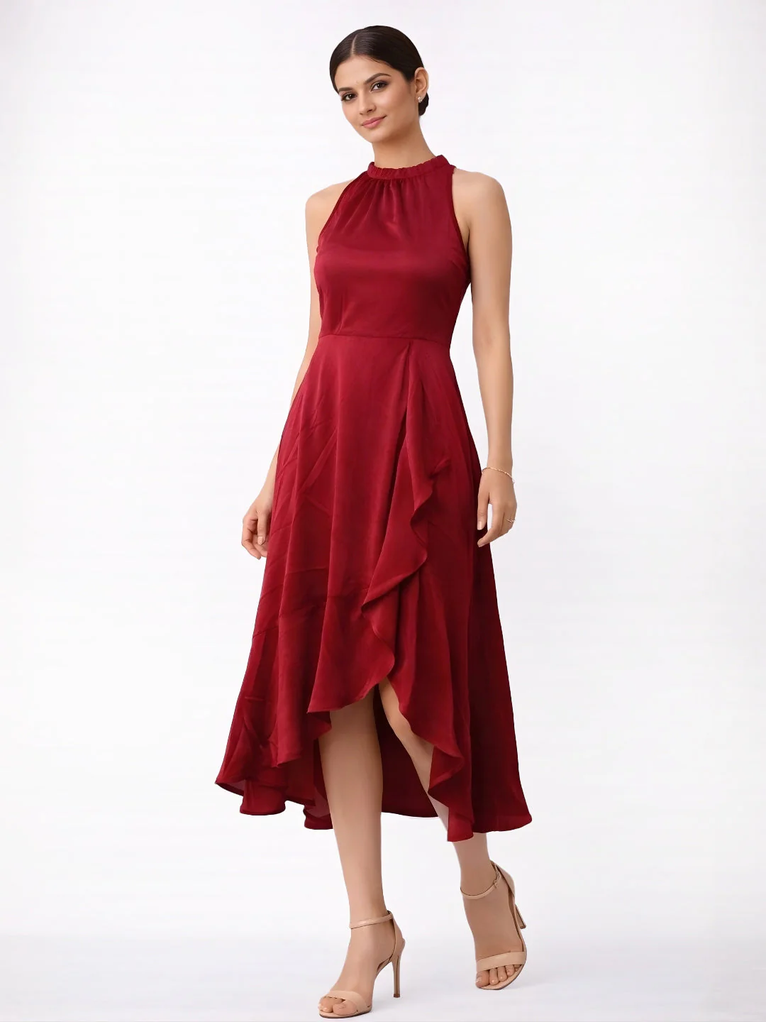 Maroon Plain Dress - Image 2