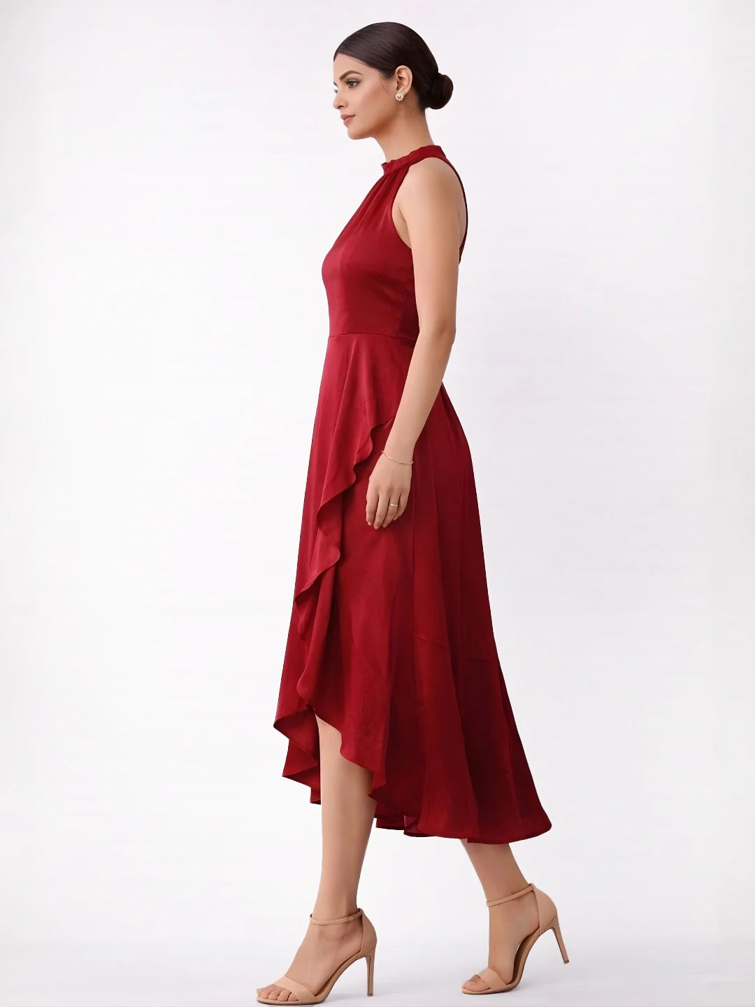 Maroon Plain Dress - Image 3