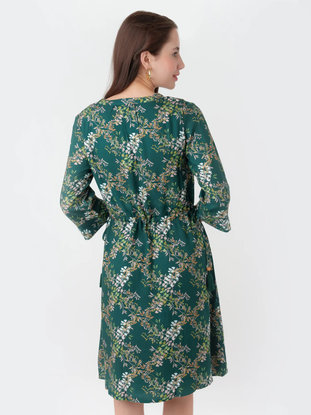 Dark Cedar Printed A-Line Short Dress - Image 4