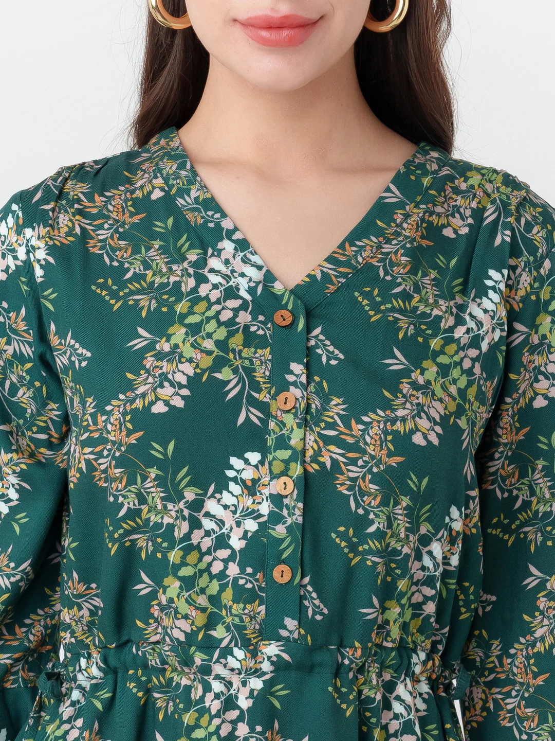 Dark Cedar Printed A-Line Short Dress - Image 6