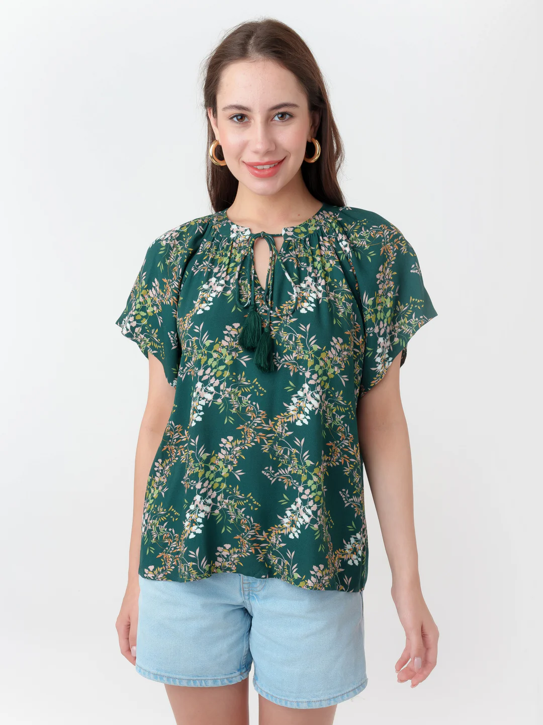 Dark Cedar Printed Regular Top - Image 2